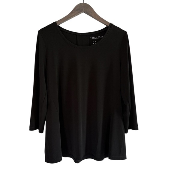 Susan Graver Modern Essentials Black Top - Picture 2 of 6